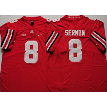 Men's Ohio State Buckeyes #8 Trey Sermon Red Stitched NCAA Jersey