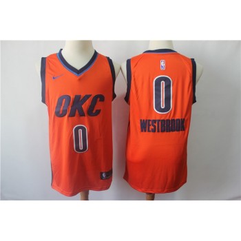Men's Oklahoma City Thunder #0 Russell Westbrook Orange 2018/19 Earned Edition Swingman Stitched NBA Jersey Men's Oklahoma City Thunder #0 Russell Westbrook Orange 2018/19 Earned Edition Swingman Stitched NBA Jersey