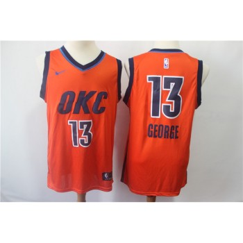 Men's Oklahoma City Thunder #13 Paul George Orange 2018/19 Earned Edition Swingman Stitched NBA Jersey Men's Oklahoma City Thunder #13 Paul George Orange 2018/19 Earned Edition Swingman Stitched NBA Jersey