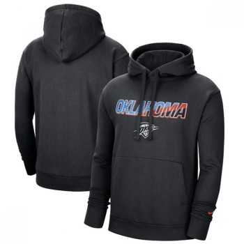 Men's Oklahoma City Thunder 2021 Black City Edition Essential Logo Fleece Pullover Hoodie Men's Oklahoma City Thunder 2021 Black City Edition Essential Logo Fleece Pullover Hoodie