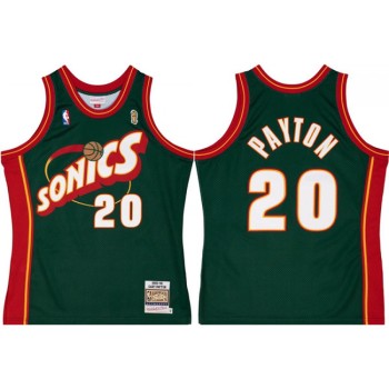 Men's Oklahoma City Thunder #20 Gary Payton Green 1995-96 Throwback SuperSonics Stitched Jersey Men's Oklahoma City Thunder #20 Gary Payton Green 1995-96 Throwback SuperSonics Stitched Jersey