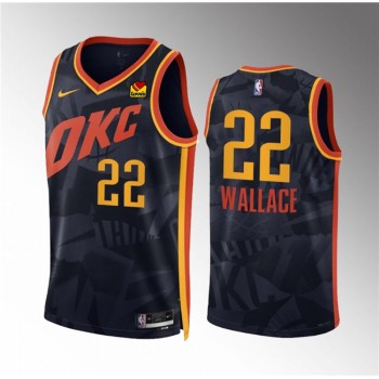 Men's Oklahoma City Thunder #22 Cason Wallace Black 2023/24 City Edition Stitched Basketball Jersey Men's Oklahoma City Thunder #22 Cason Wallace Black 2023/24 City Edition Stitched Basketball Jersey