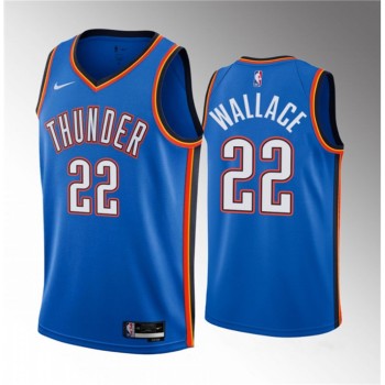 Men's Oklahoma City Thunder #22 Cason Wallace Blue 2023 Draft Icon Edition Stitched Basketball Jersey Men's Oklahoma City Thunder #22 Cason Wallace Blue 2023 Draft Icon Edition Stitched Basketball Jersey