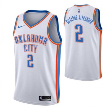 Men's Oklahoma City Thunder #2 Shai Gilgeous-Alexander White Stitched Basketball Jersey Men's Oklahoma City Thunder #2 Shai Gilgeous-Alexander White Stitched Basketball Jersey