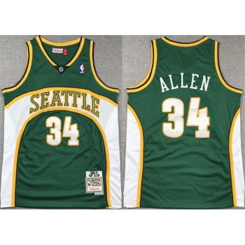 Men's Oklahoma City Thunder #34 Ray Allen Green 2006-07 Throwback SuperSonics Stitched Jersey Men's Oklahoma City Thunder #34 Ray Allen Green 2006-07 Throwback SuperSonics Stitched Jersey