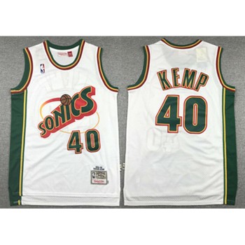 Men's Oklahoma City Thunder #40 Shawn Kemp White SuperSonics Stitched NBA Jersey Men's Oklahoma City Thunder #40 Shawn Kemp White SuperSonics Stitched NBA Jersey