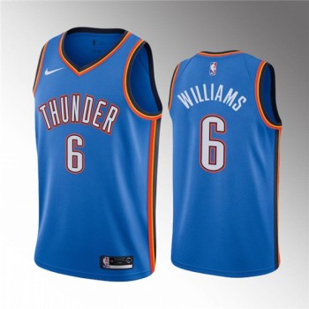 Men's Oklahoma City Thunder #6 Jaylin Williams Blue Icon Edition Stitched Basketball Jersey Men's Oklahoma City Thunder #6 Jaylin Williams Blue Icon Edition Stitched Basketball Jersey