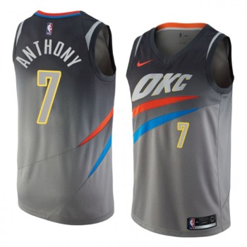 Men's Oklahoma City Thunder #7 Carmelo Anthony Grey Stitched NBA Jersey Men's Oklahoma City Thunder #7 Carmelo Anthony Grey Stitched NBA Jersey