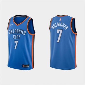 Men's Oklahoma City Thunder #7 Chet Holmgren Blue Icon Edition Stitched Basketball Jersey Men's Oklahoma City Thunder #7 Chet Holmgren Blue Icon Edition Stitched Basketball Jersey