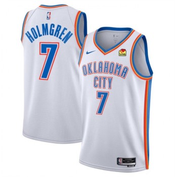 Men's Oklahoma City Thunder #7 Chet Holmgren White Association Edition Stitched Basketball Jersey Men's Oklahoma City Thunder #7 Chet Holmgren White Association Edition Stitched Basketball Jersey