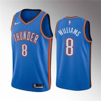 Men's Oklahoma City Thunder #8 Jaylin Williams Blue Icon Edition Stitched Basketball Jersey Men's Oklahoma City Thunder #8 Jaylin Williams Blue Icon Edition Stitched Basketball Jersey
