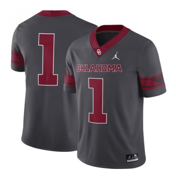 Men's Oklahoma Sooners #1 Anthracite Grey Stitched Game Jersey Men's Oklahoma Sooners #1 Anthracite Grey Stitched Game Jersey