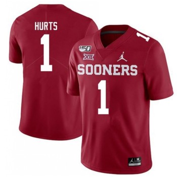 Men's Oklahoma Sooners #1 Jalen Hurts Red 150th Season Stitched NCAA Jersey Men's Oklahoma Sooners #1 Jalen Hurts Red 150th Season Stitched NCAA Jersey