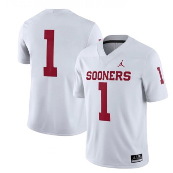 Men's Oklahoma Sooners #1 White Away Game Jersey Men's Oklahoma Sooners #1 White Away Game Jersey