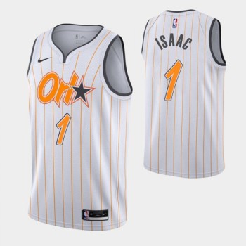 Men's Orlando Magic #1 Jonathan Isaac 2020-21 White City Edition Stitched Swingman Jersey Men's Orlando Magic #1 Jonathan Isaac 2020-21 White City Edition Stitched Swingman Jersey