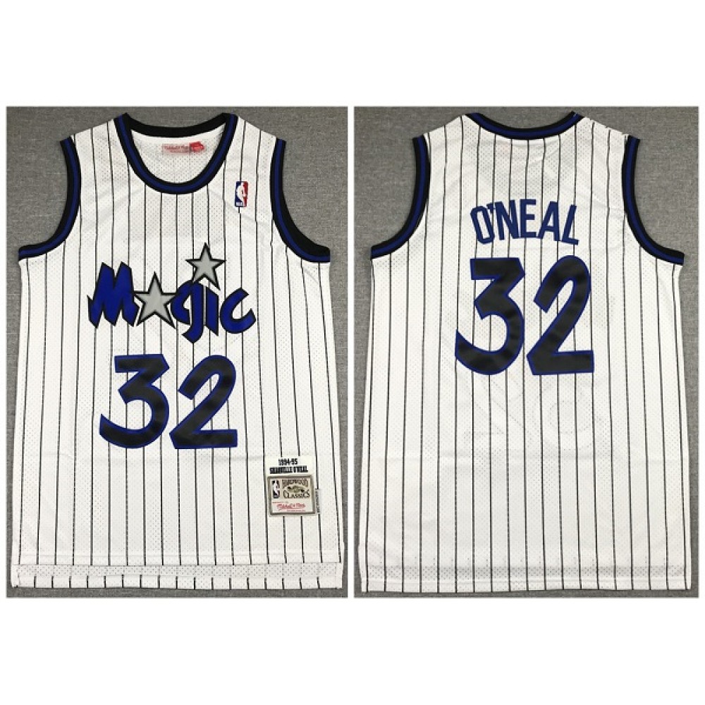 Men's Orlando Magic #32 Shaquille O'Neal White Throwback Stitched Jersey