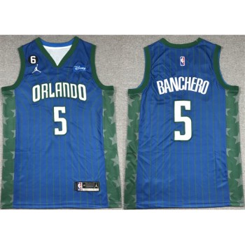 Men's Orlando Magic #5 Paolo Banchero Blue With No.6 Patch Icon Edition Stitched Swingman Jersey Men's Orlando Magic #5 Paolo Banchero Blue With No.6 Patch Icon Edition Stitched Swingman Jersey