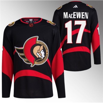 Men's Ottawa Senators #17 Zack MacEwen Black Reverse Retro Stitched Jersey Men's Ottawa Senators #17 Zack MacEwen Black Reverse Retro Stitched Jersey