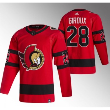 Men's Ottawa Senators #28 Claude Giroux 2021 Red Reverse Retro Stitched Jersey Men's Ottawa Senators #28 Claude Giroux 2021 Red Reverse Retro Stitched Jersey