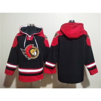 Men's Ottawa Senators Blank Black Ageless Must-Have Lace-Up Pullover Hoodie Men's Ottawa Senators Blank Black Ageless Must-Have Lace-Up Pullover Hoodie
