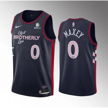 Men's Philadelphia 76ers #0 Tyrese Maxey Navy 2023-24 City Edition Stitched Basketball Jersey Men's Philadelphia 76ers #0 Tyrese Maxey Navy 2023-24 City Edition Stitched Basketball Jersey