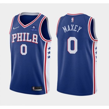 Men's Philadelphia 76ers #0 Tyrese Maxey Royal 75th Anniversary Icon Edition Swingman Stitched Jersey Men's Philadelphia 76ers #0 Tyrese Maxey Royal 75th Anniversary Icon Edition Swingman Stitched Jersey