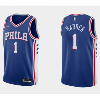 Men's Philadelphia 76ers #1 James Harden Royal Icon Edition Swingman Stitched Jersey Men's Philadelphia 76ers #1 James Harden Royal Icon Edition Swingman Stitched Jersey