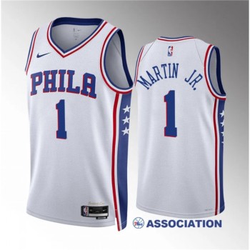 Men's Philadelphia 76ers #1 Kenyon Martin Jr White Association Edition Stitched Jersey Men's Philadelphia 76ers #1 Kenyon Martin Jr White Association Edition Stitched Jersey
