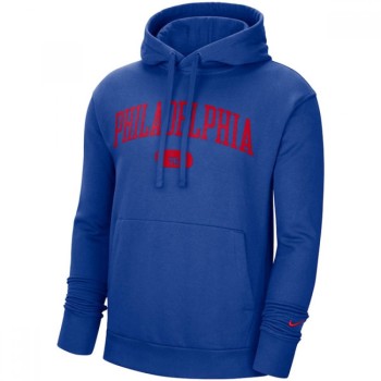 Men's Philadelphia 76ers 2021 Blue Heritage Essential Pullover Hoodie Men's Philadelphia 76ers 2021 Blue Heritage Essential Pullover Hoodie