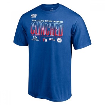 Men's Philadelphia 76ers 2021 Blue Playoff Bound Dunk T-Shirt Men's Philadelphia 76ers 2021 Blue Playoff Bound Dunk T-Shirt