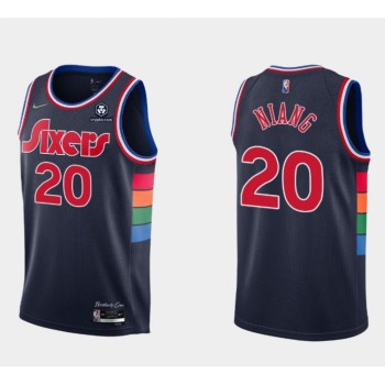 Men's Philadelphia 76ers #20 Georges Niang 2021/22 City Edition Navy 75th Anniversary Stitched Swingman Jersey Men's Philadelphia 76ers #20 Georges Niang 2021/22 City Edition Navy 75th Anniversary Stitched Swingman Jersey