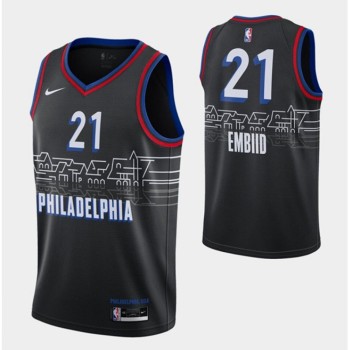 Men's Philadelphia 76ers #21 Joel Embiid 2020-21 Black City Swingman Stitched NBA Jersey Men's Philadelphia 76ers #21 Joel Embiid 2020-21 Black City Swingman Stitched NBA Jersey