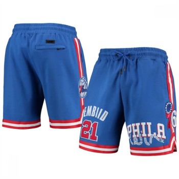 Men's Philadelphia 76ers #21 Joel Embiid Blue Shorts Men's Philadelphia 76ers #21 Joel Embiid Blue Shorts
