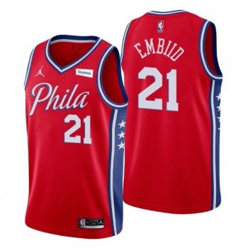Men's Philadelphia 76ers #21 Joel Embiid Red 2020/21 Stitched Swingman Jersey Men's Philadelphia 76ers #21 Joel Embiid Red 2020/21 Stitched Swingman Jersey