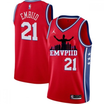 Men's Philadelphia 76ers #21 Joel Embiid Red Stitched Basketball Jersey Men's Philadelphia 76ers #21 Joel Embiid Red Stitched Basketball Jersey
