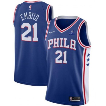 Men's Philadelphia 76ers #21 Joel Embiid Royal 75th Anniversary Icon Edition Swingman Stitched Jersey Men's Philadelphia 76ers #21 Joel Embiid Royal 75th Anniversary Icon Edition Swingman Stitched Jersey