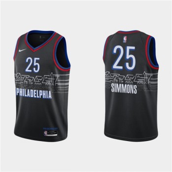 Men's Philadelphia 76ers #25 Ben Simmons 2020-21 Black City Swingman Stitched NBA Jersey Men's Philadelphia 76ers #25 Ben Simmons 2020-21 Black City Swingman Stitched NBA Jersey