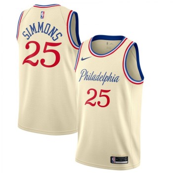 Men's Philadelphia 76ers #25 Ben Simmons Cream 2019 City Edition Swingman Stitched NBA Jersey Men's Philadelphia 76ers #25 Ben Simmons Cream 2019 City Edition Swingman Stitched NBA Jersey