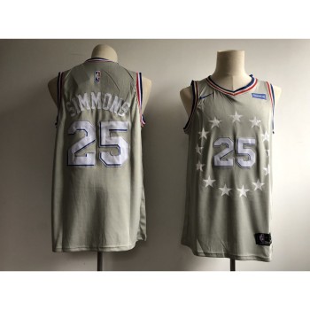 Men's Philadelphia 76ers #25 Ben Simmons Gray 2018/19 City Edition Swingman Stitched NBA Jersey Men's Philadelphia 76ers #25 Ben Simmons Gray 2018/19 City Edition Swingman Stitched NBA Jersey
