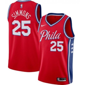 Men's Philadelphia 76ers #25 Ben Simmons Red Statement Edition Stitched Swingman Jersey Men's Philadelphia 76ers #25 Ben Simmons Red Statement Edition Stitched Swingman Jersey