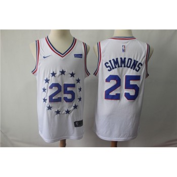 Men's Philadelphia 76ers #25 Ben Simmons White 2018/19 Earned Edition Swingman Stitched NBA Jersey Men's Philadelphia 76ers #25 Ben Simmons White 2018/19 Earned Edition Swingman Stitched NBA Jersey