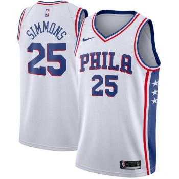 Men's Philadelphia 76ers #25 Ben Simmons White Association Edition Stitched Swingman Jersey Men's Philadelphia 76ers #25 Ben Simmons White Association Edition Stitched Swingman Jersey