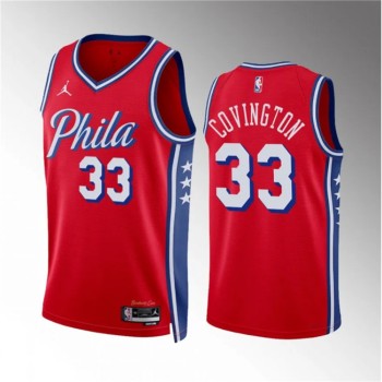 Men's Philadelphia 76ers #33 Robert Covington Red Statement Edition Stitched Jersey Men's Philadelphia 76ers #33 Robert Covington Red Statement Edition Stitched Jersey