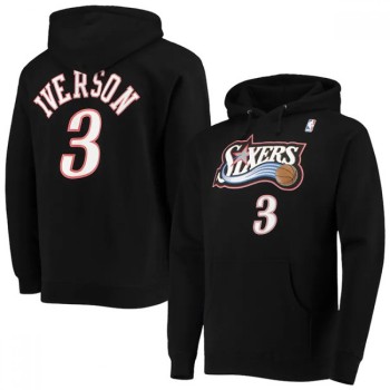 Men's Philadelphia 76ers #3 Allen Iverson 2021 Black Pullover Hoodie Men's Philadelphia 76ers #3 Allen Iverson 2021 Black Pullover Hoodie