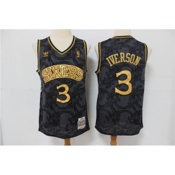 Men's Philadelphia 76ers #3 Allen Iverson Black Stitched NBA Jersey Men's Philadelphia 76ers #3 Allen Iverson Black Stitched NBA Jersey