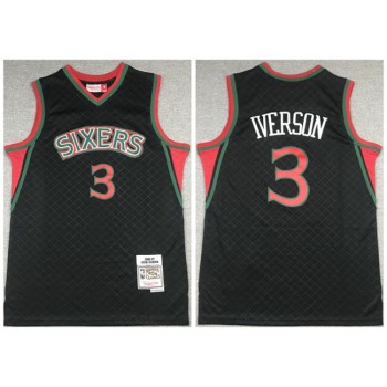 Men's Philadelphia 76ers #3 Allen Iverson Black Throwback Stitched Jersey Men's Philadelphia 76ers #3 Allen Iverson Black Throwback Stitched Jersey