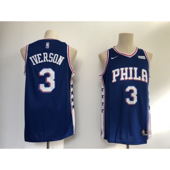Men's Philadelphia 76ers #3 Allen Iverson Blue Swingman Stitched NBA Jersey Men's Philadelphia 76ers #3 Allen Iverson Blue Swingman Stitched NBA Jersey