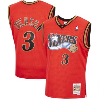 Men's Philadelphia 76ers #3 Allen Iverson Orange 1999-00 Throwback Stitched Jersey Men's Philadelphia 76ers #3 Allen Iverson Orange 1999-00 Throwback Stitched Jersey