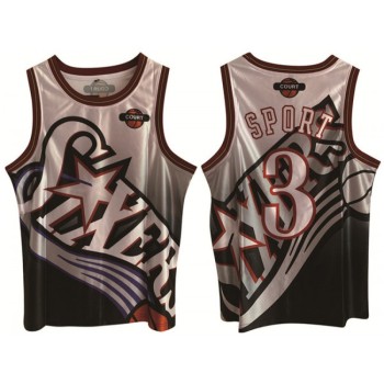 Men's Philadelphia 76ers #3 Allen Iverson White/Black Print Basketball Jersey Men's Philadelphia 76ers #3 Allen Iverson White/Black Print Basketball Jersey