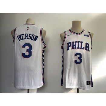 Men's Philadelphia 76ers #3 Allen Iverson White Swingman Stitched NBA Jersey Men's Philadelphia 76ers #3 Allen Iverson White Swingman Stitched NBA Jersey